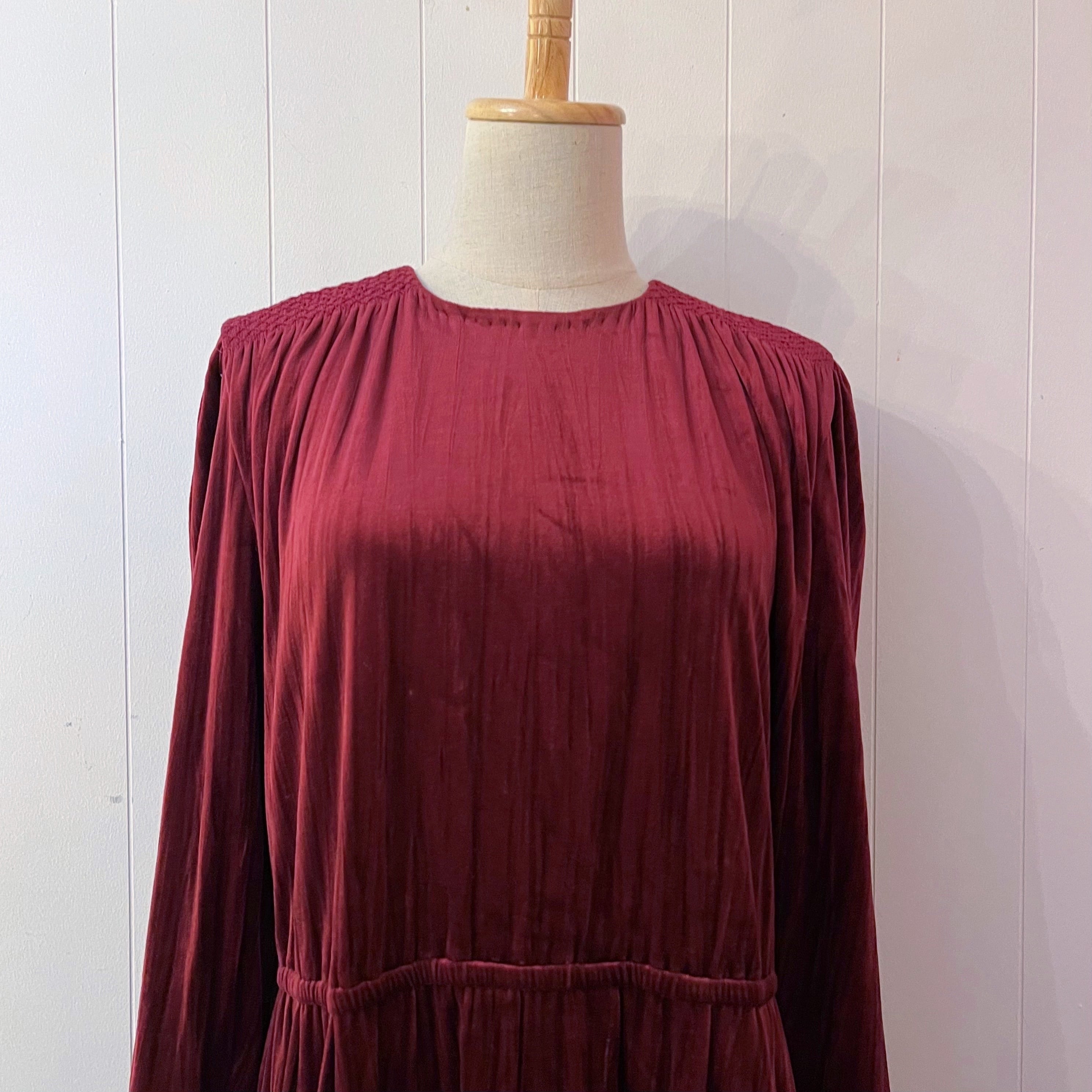 bordeaux velours wrinkle one-piece