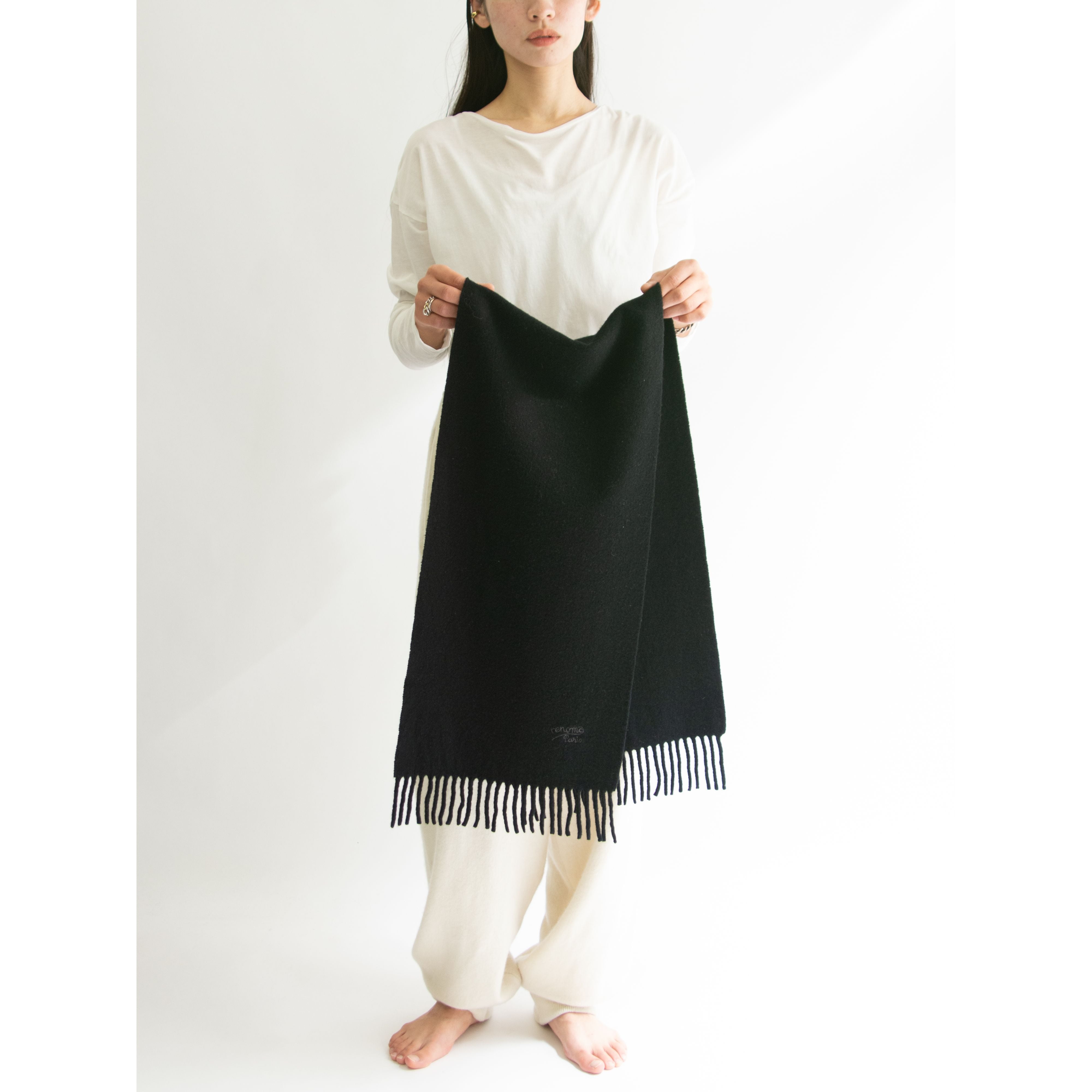 【renoma Paris】Made in Italy Lambswool-Cashmere Fringe Scarf（レノマパリ イタリア製 ラムズウールカシミヤ フリンジマフラー）