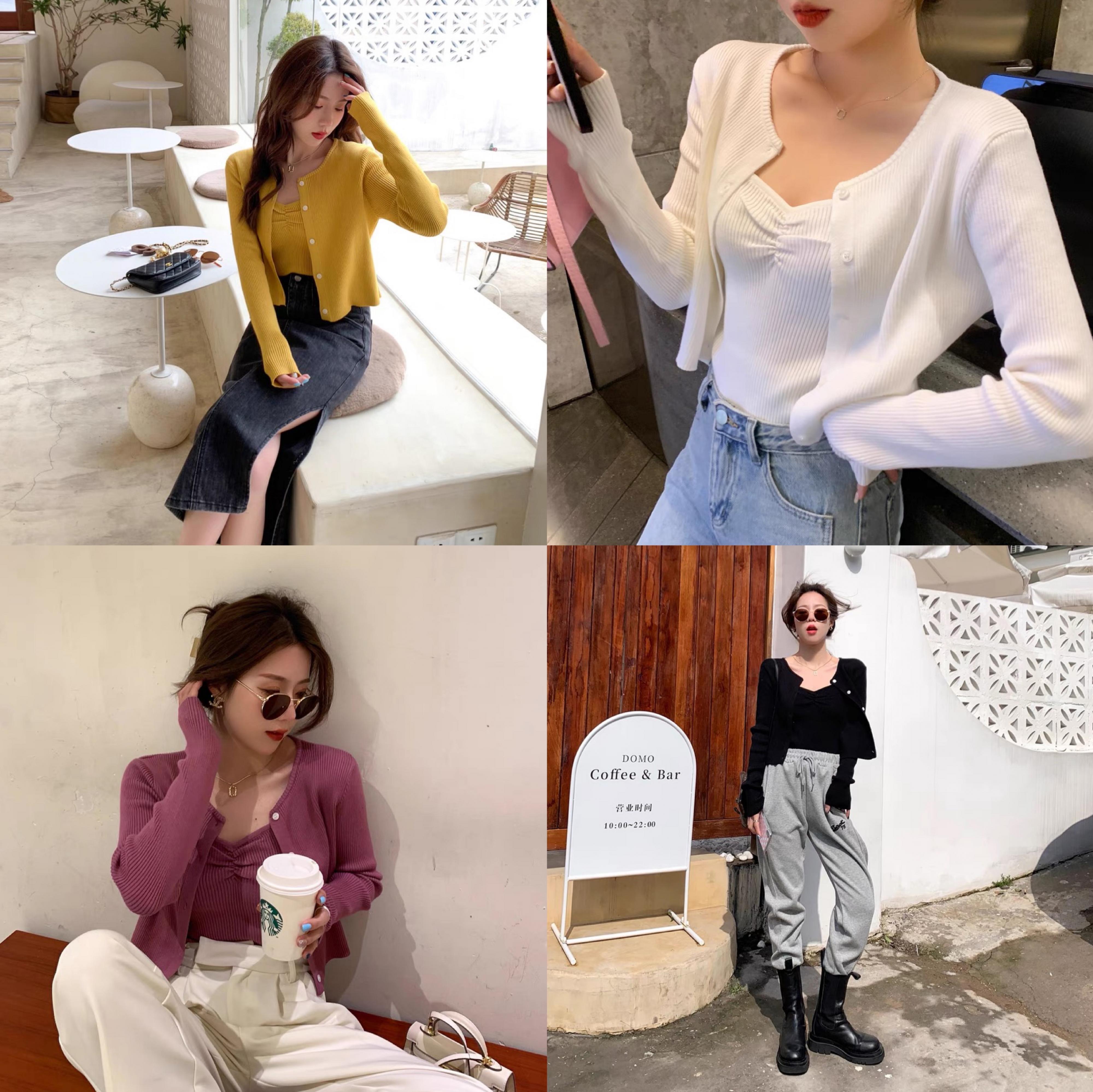 ニットカーディガンスプリングソリッド カラー 春物 ソリッドカラー 6Du_Shop_Women48962122639