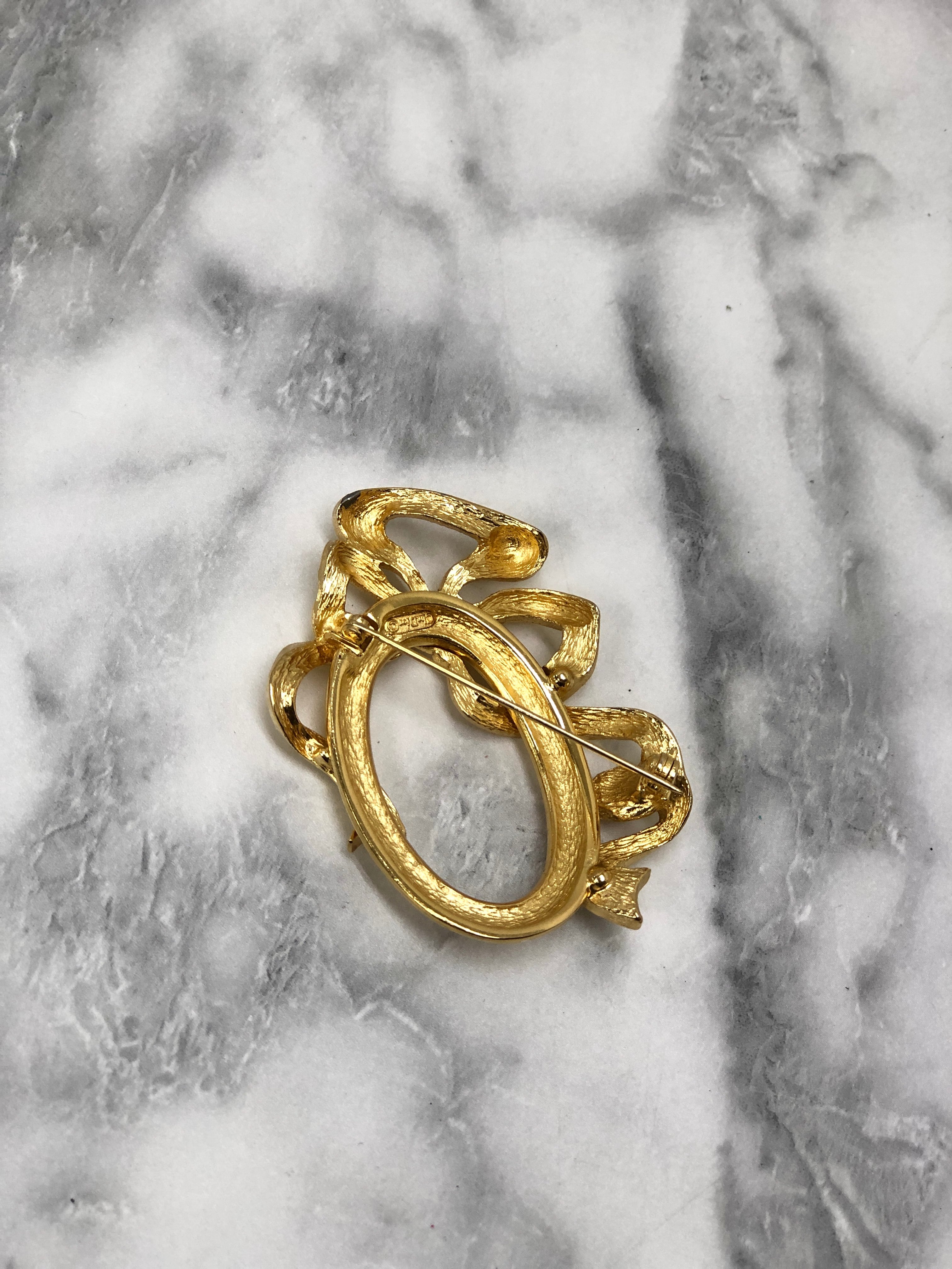 Christian Dior ディオール リボン ブローチ ゴールド vintage