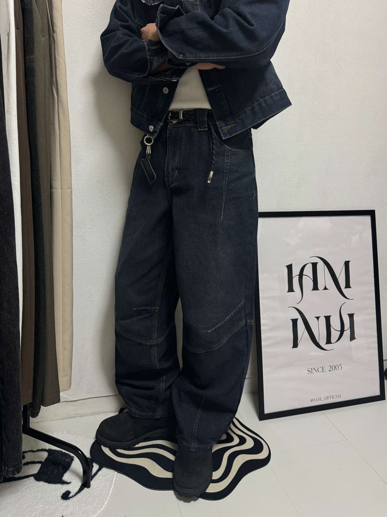 【PANTS】Structured Panel Lined Wide Denim (Dark Blue) - 4