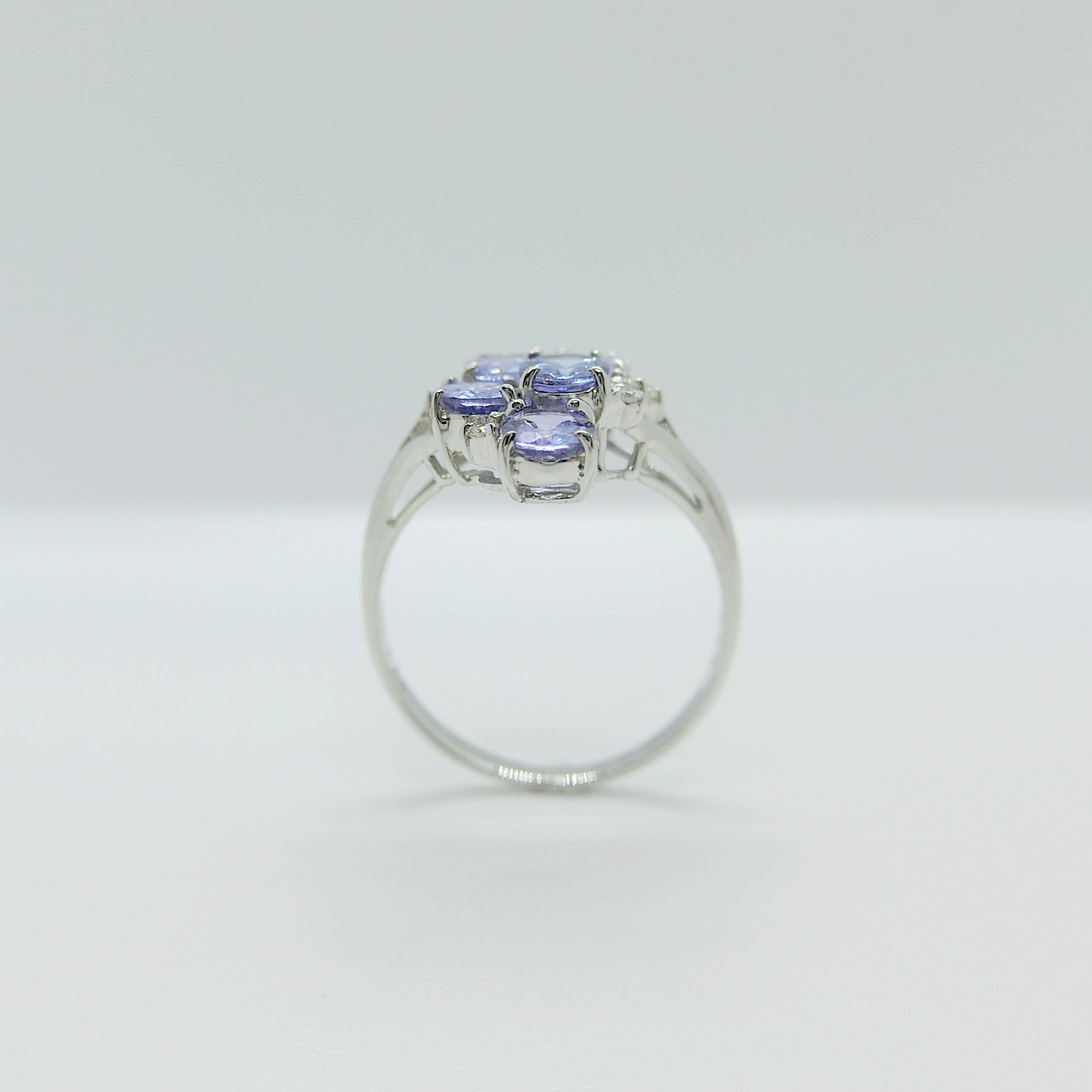 ダイヤモンド×タンザナイト リング K18WG 1.00ct 0.03ct