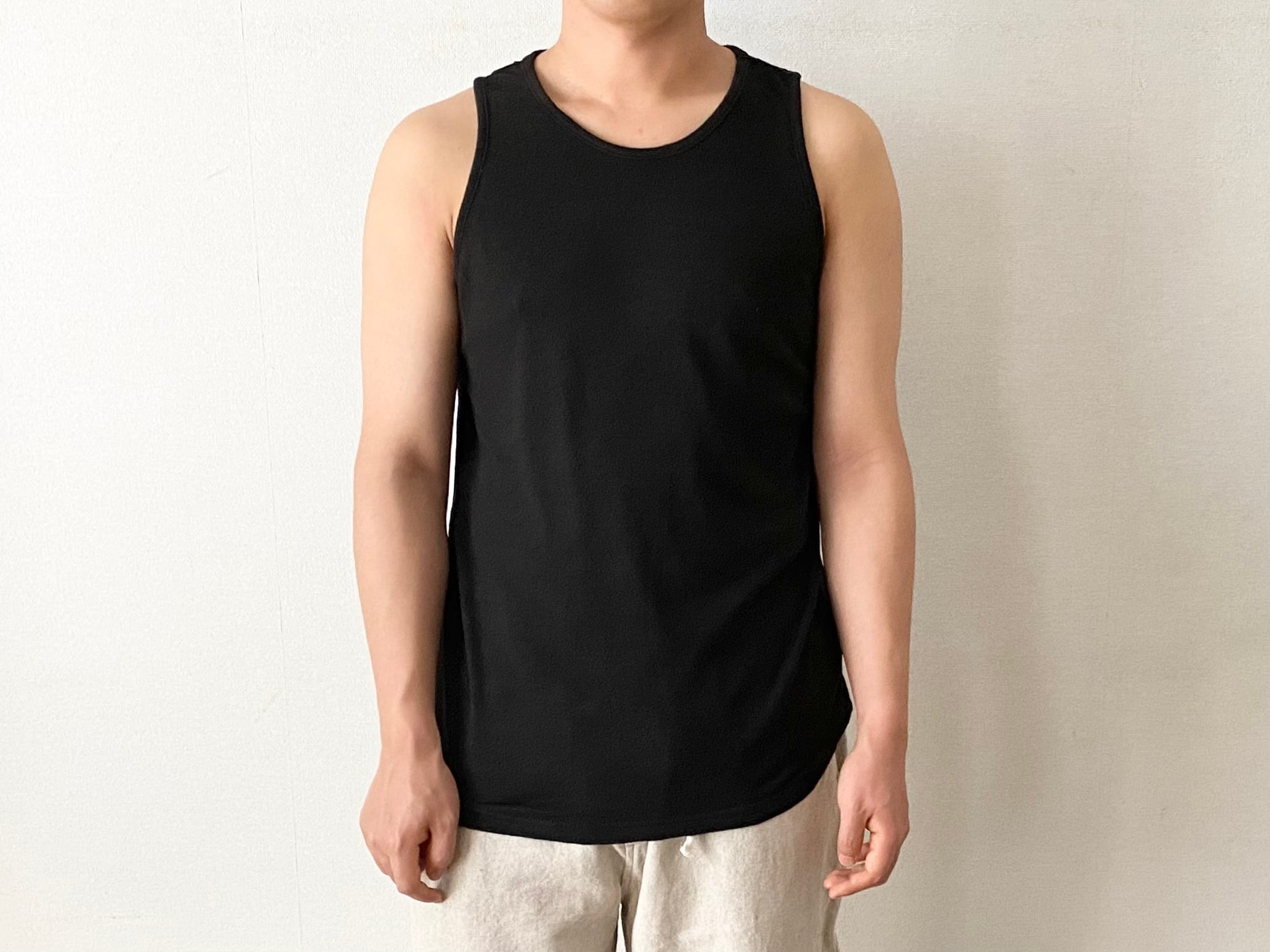 MITTAN 強撚絹紬糸タンクトップ 黒 T-46 ユニセックス | Herios