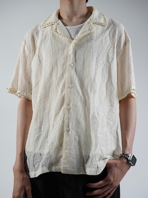 【ALUDE SELECT】open pearl wave see-through shirt