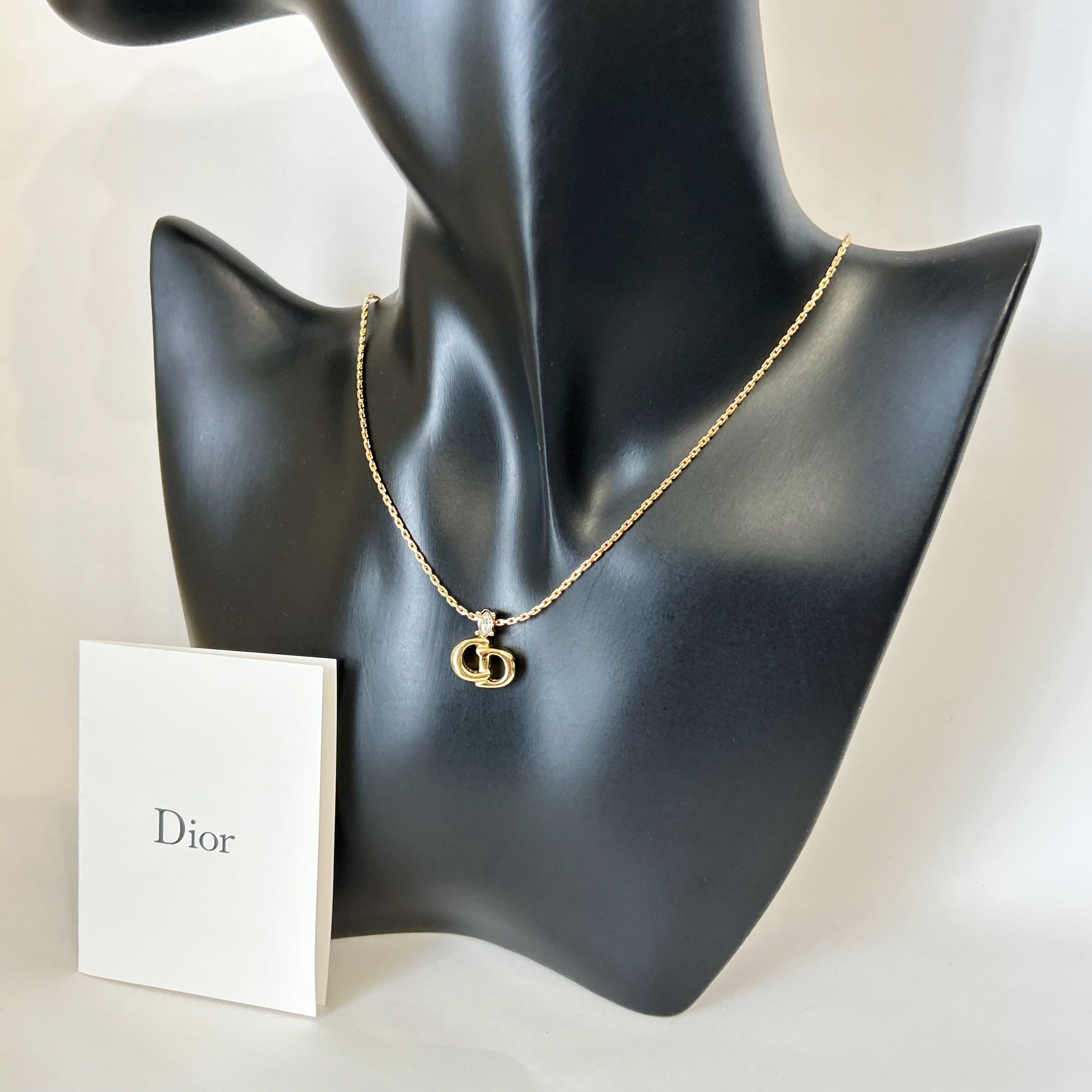 N7169】Christian Dior one stone logo necklace/クリスチャン