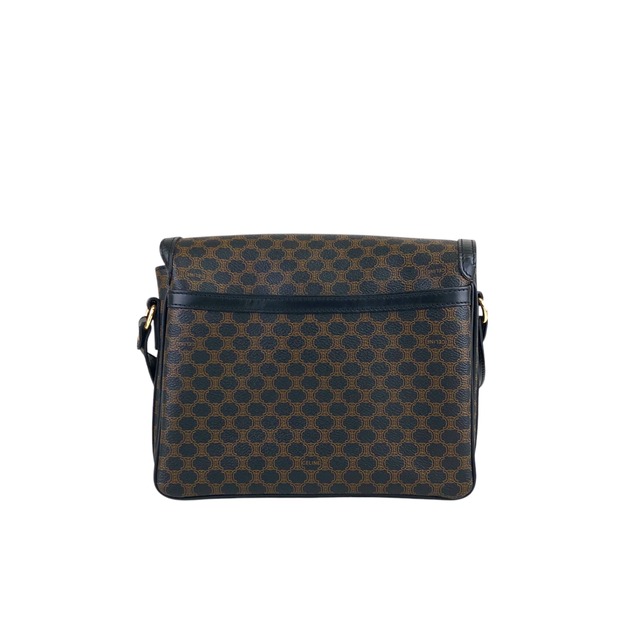 CELINE セリーヌ マカダム ショルダーバッグ ブラック フロントバックル PVC レザー  vintage ヴィンテージ オールド n5nr8t