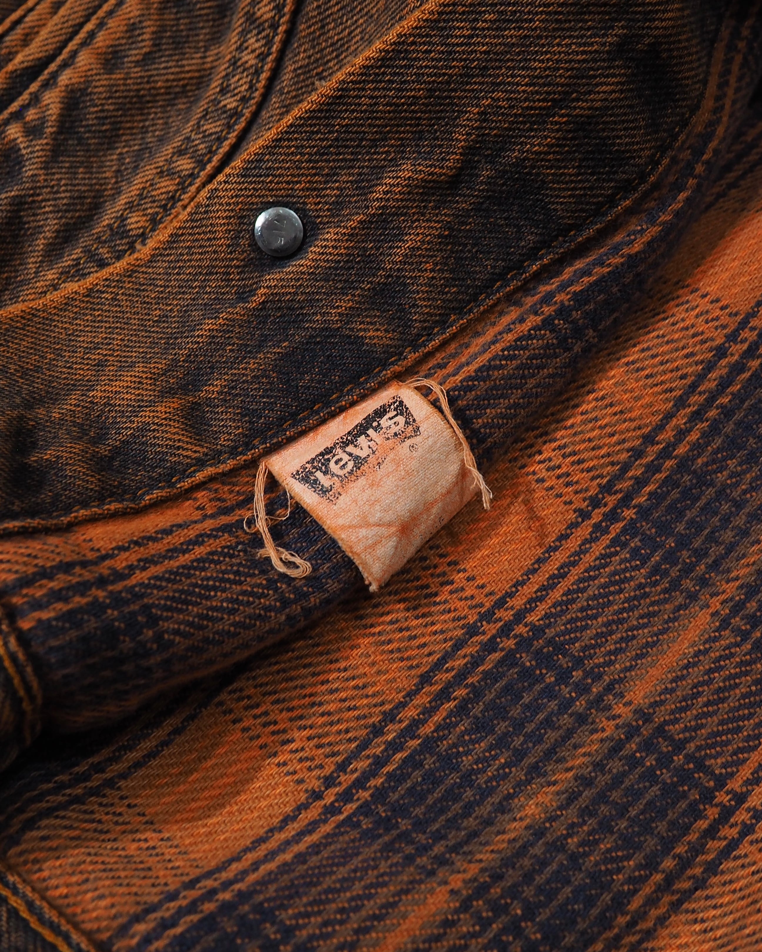 1990s " Made in USA - LEVI’S " Dark Orange Over Dyed vintage Denim jacket