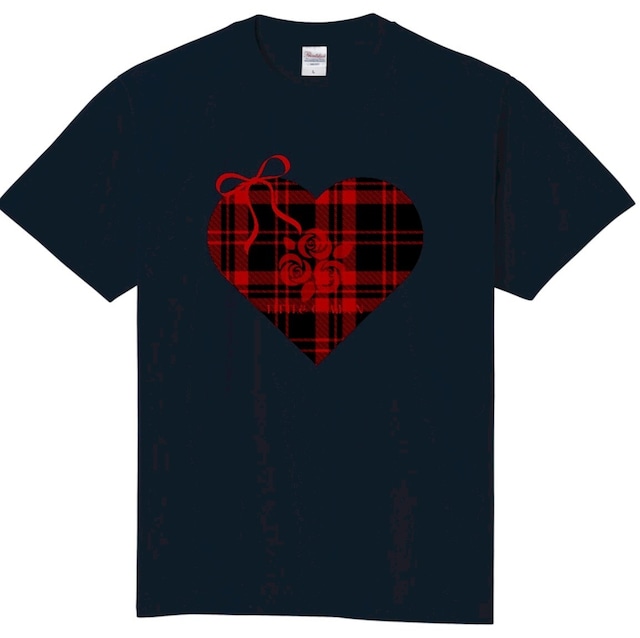 チェックハートTシャツ ネイビー