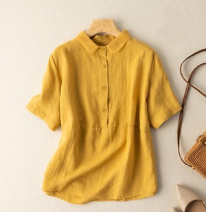 レディース トップス シャツ プルオーバー 半袖 角襟 切り替え ボタン 薄手 カジュアル レトロ アジアン エスニック ラフ 抜け感 ナチュラル 無地 母の日 10代 20代 30代 40代 OL 通勤 学生 学校 デート お出かけ イベント リゾート 旅行 海 プール ビーチ 公園 女子会 休日 ガーデン ショッピング 発表会 コンサート ライブ カフェ 楽ちん プレゼント 普段使い 着回し 清楚 M L XL 2XL 3XL 白 ホワイト 黒 ブラック 黄色 イエロー ピンク オレンジ 水色 ブルー