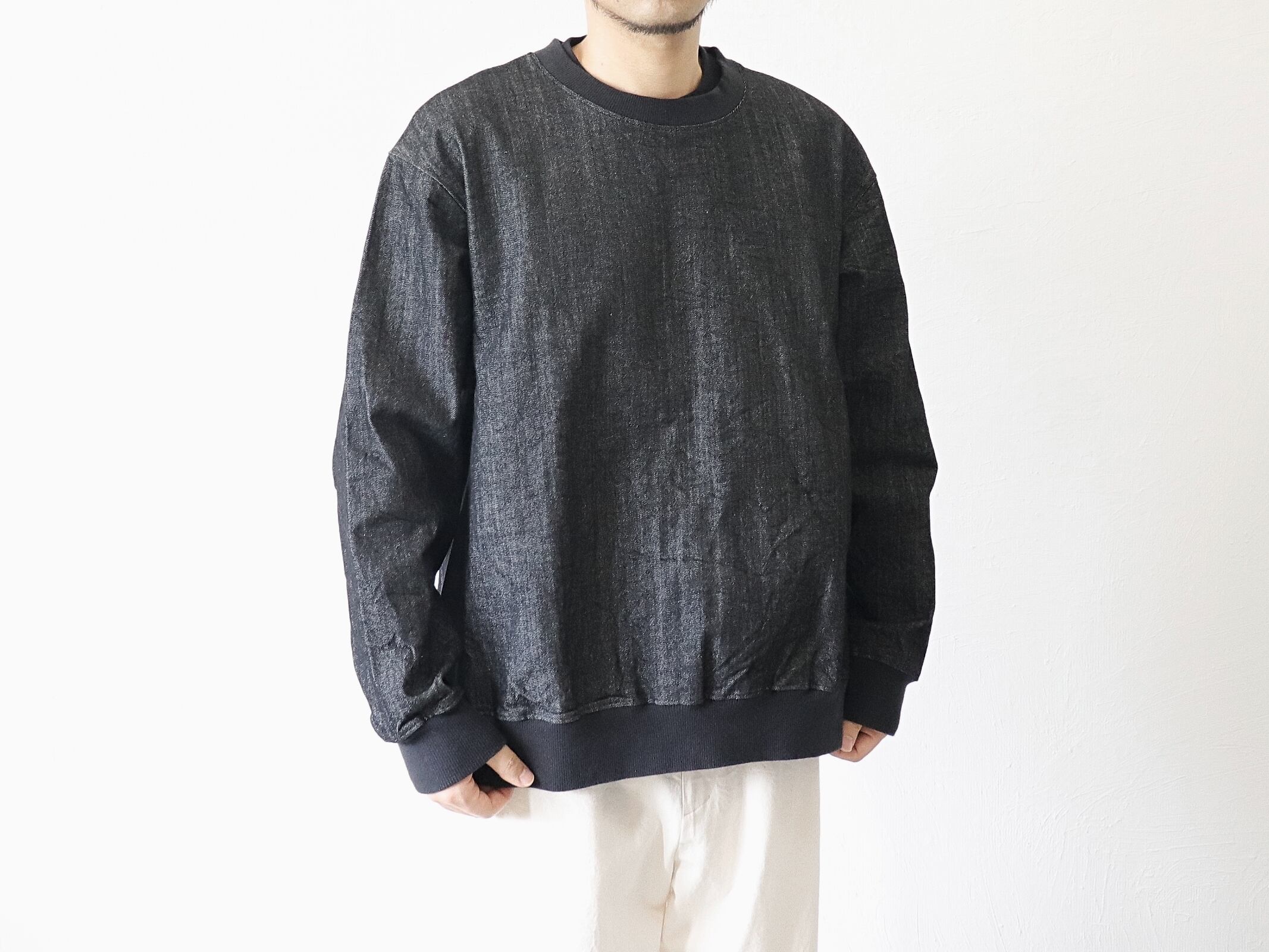 have a good day / DENIM PULLOVER L/S TEE - BLACK ハブアグッドデイ / デニム プルオーバー ロングスリーブ ティー