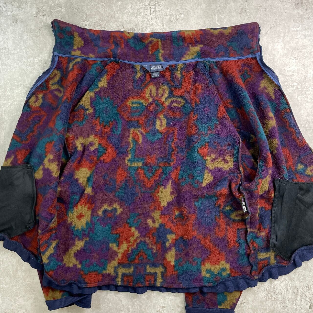 90年代 USA製 LANDS' END ランズエンド 総柄 フリースジャケット