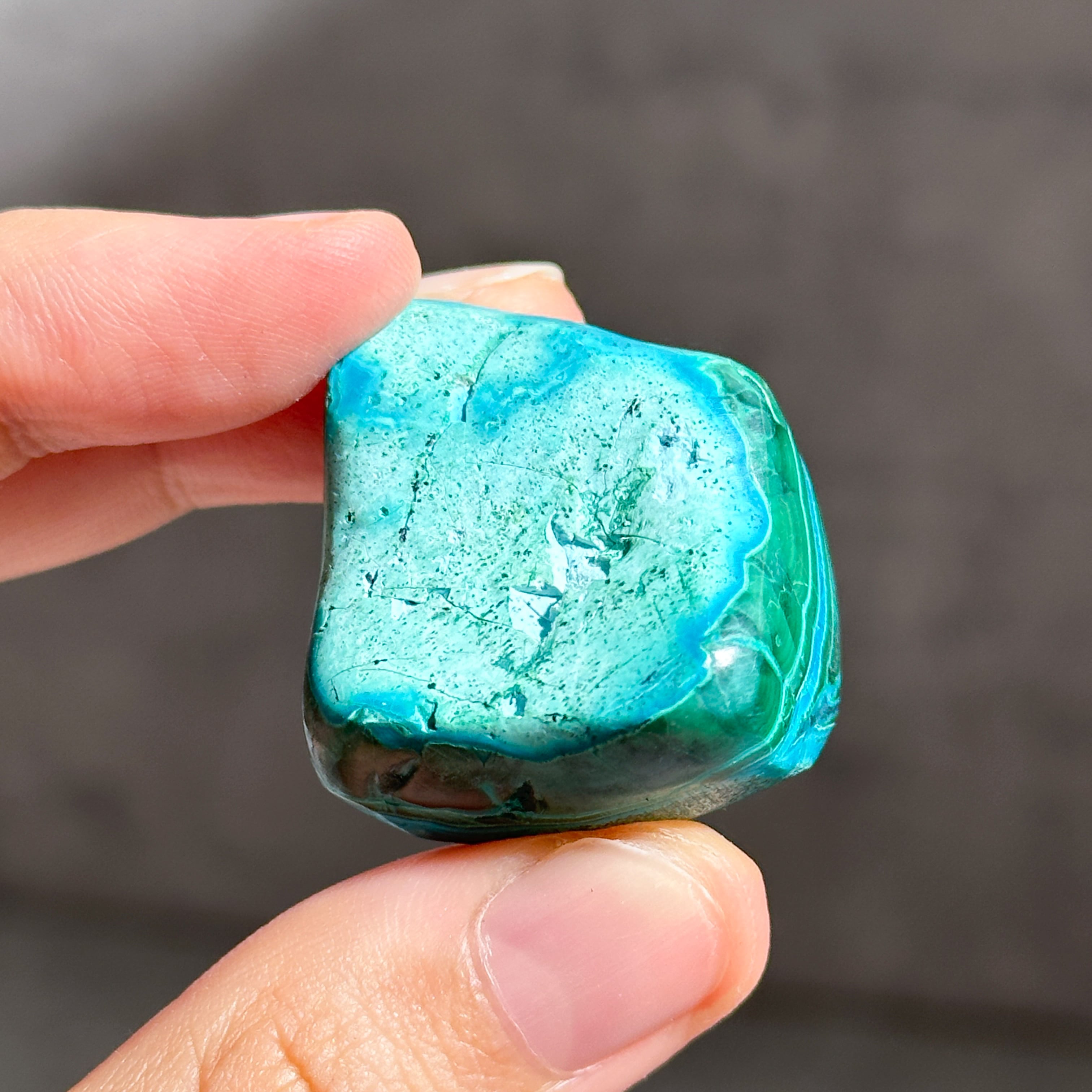 クリソコラ マラカイト マラカイト with クリソコラ（マラコラ） タンブル44◇ Malachite with