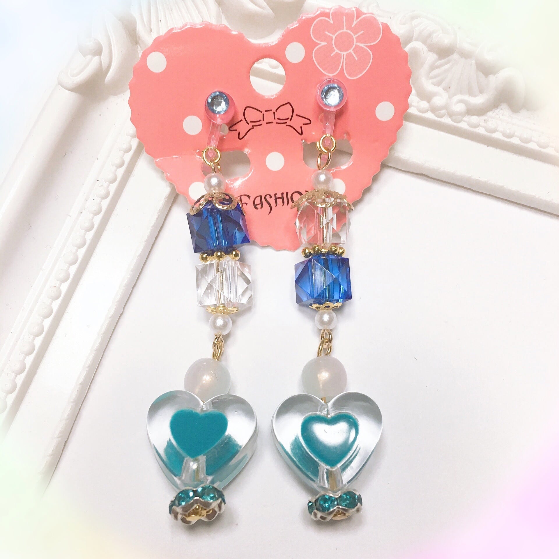 キラキラ香水瓶キッズイヤリング＊(青) | 米菓(べいか)ry's handmade'shop