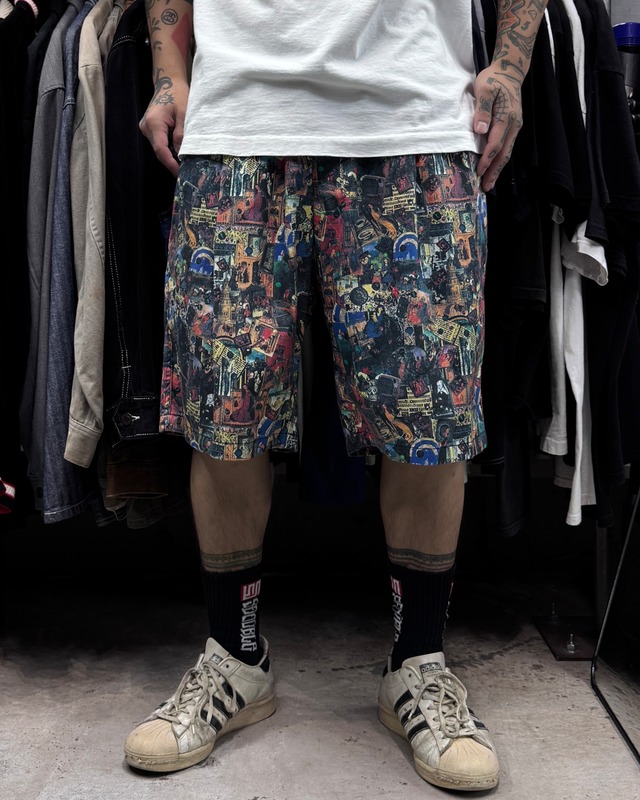 【Special!!】80’s~90’s old stussy Religion Pattern Beach Short Pants “宗教柄” “黒タグ” “DEAD STOCK” 【高円寺本店】