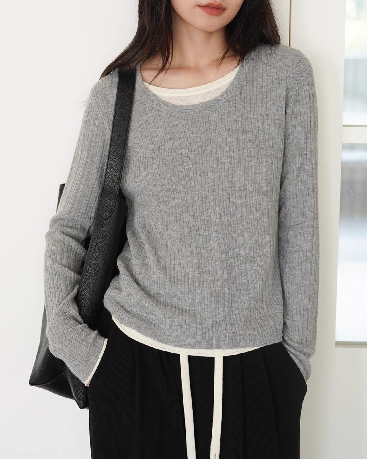 Fake layered rib Knit　T20237