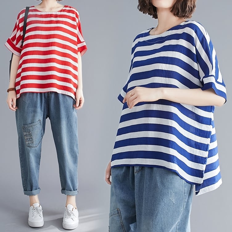 ボーダーワイドシルエットカットソー(4色)11013