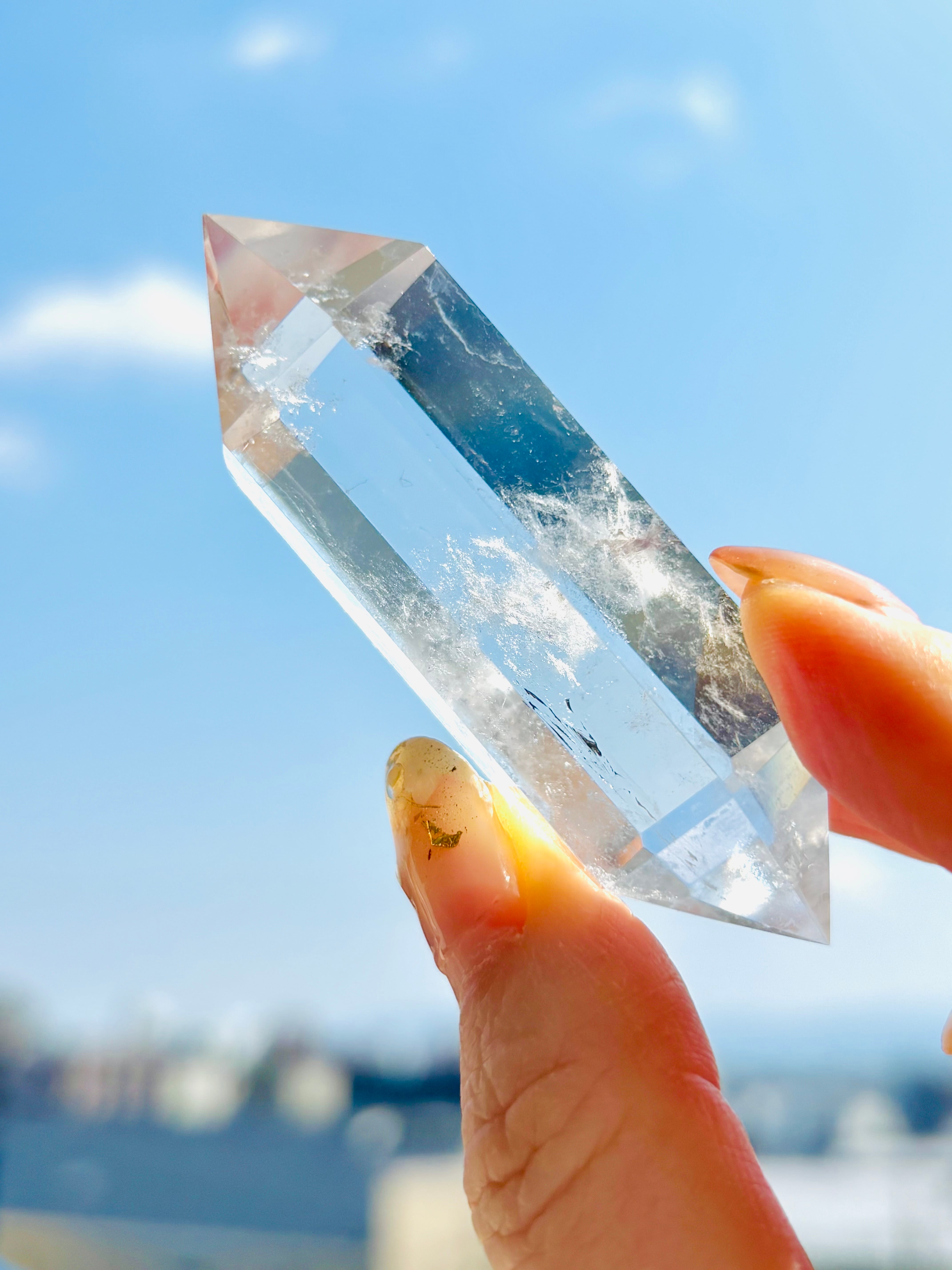 天然石水晶ダブルポイント虹あり ダブルポイントの水晶 | 虹色の星