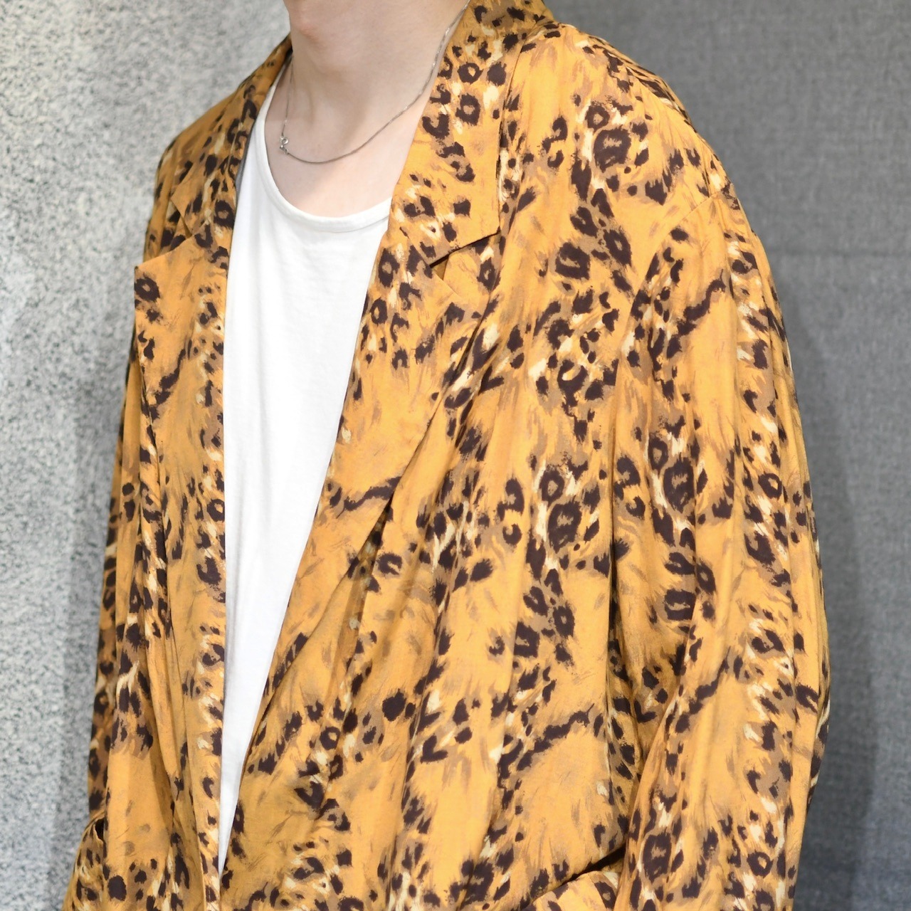 leopard pattern rayon easy tailored jacket