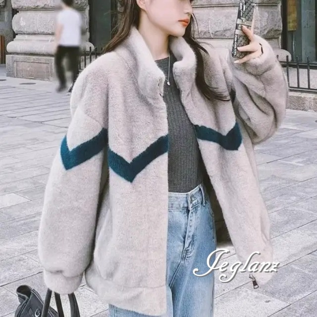 エコファ ファー ブルゾン ジャケット ジップアップ バイカラー（MB129）φ