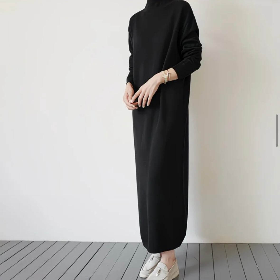 長袖 マキシ丈 Aライン ワンピース YH9800