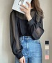 ◆ ブラウス ゆったり 長袖トップス 透け感