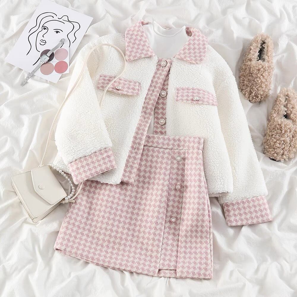 ボアピンク千鳥格子セットアップ*1R237