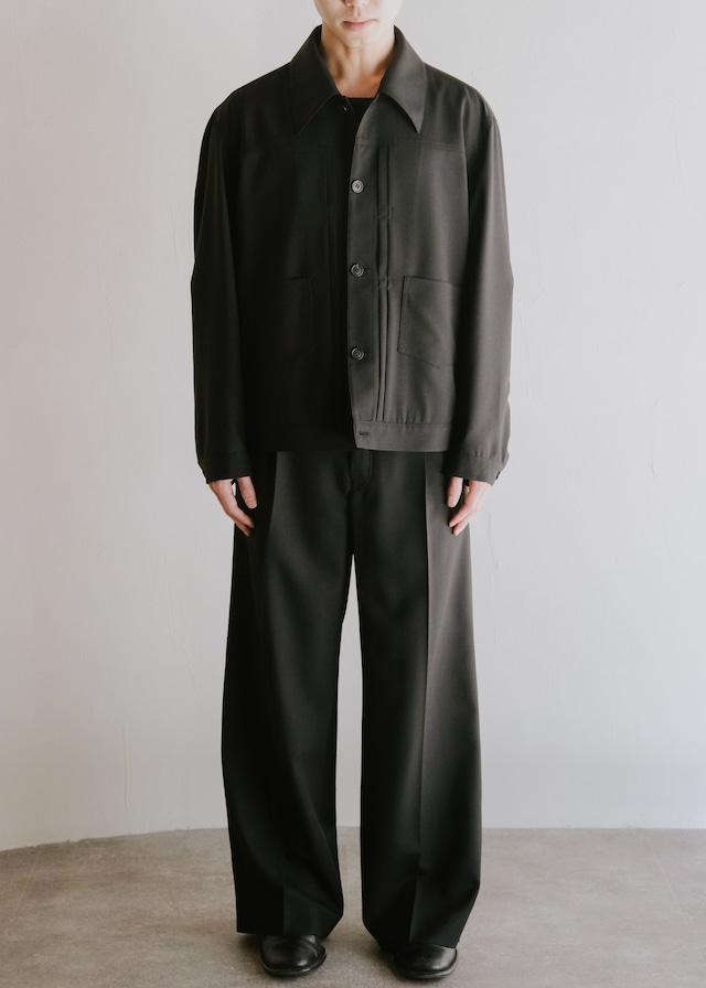 SASAKI SATORU 26SS single tucked wide trousers / Black