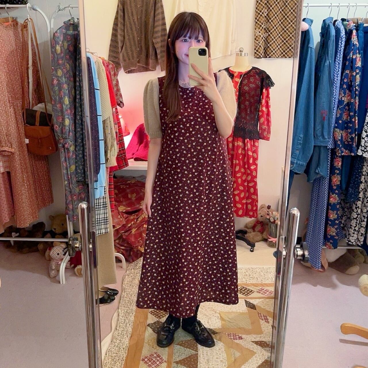 bordeaux flower sleeve less one-piece