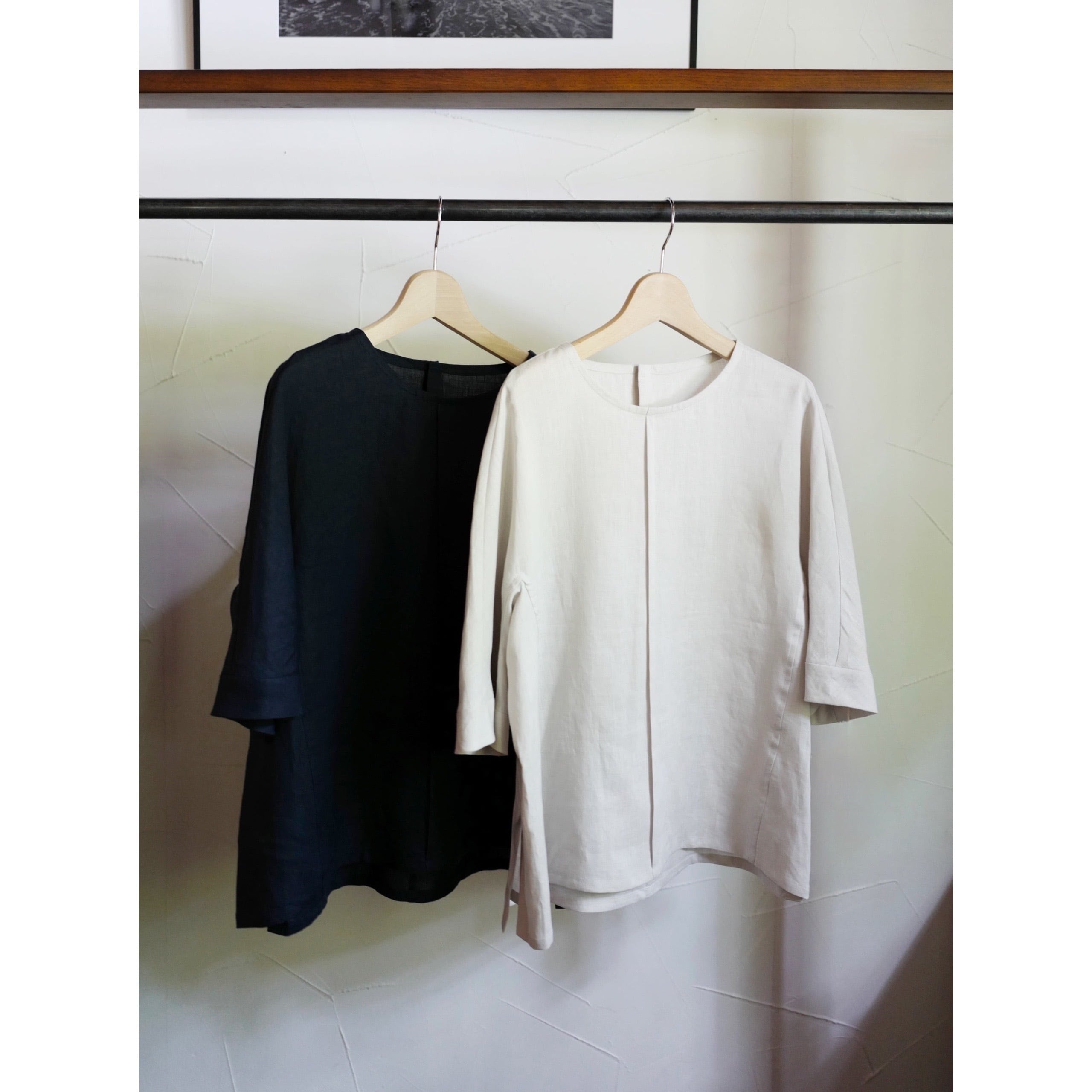 ゴーシュ ⿻ 製品染め リネン コットン フレンチスリーブ ブラウス M 1dozen｜リネンハーフスリーブブラウス（2colors） | robin ASO