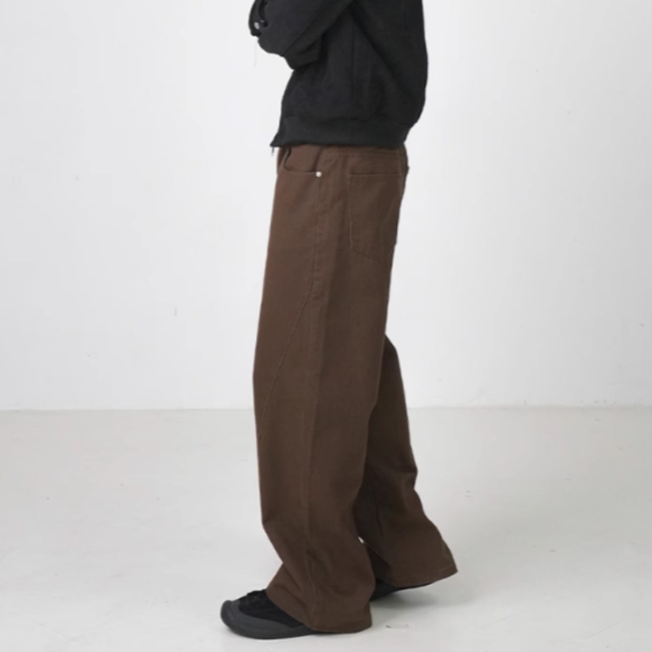 "ストレートワイドブラウンデニム　0834