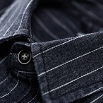 Stripe Pattern Denim Button-Down Shirt ◇2color H0753