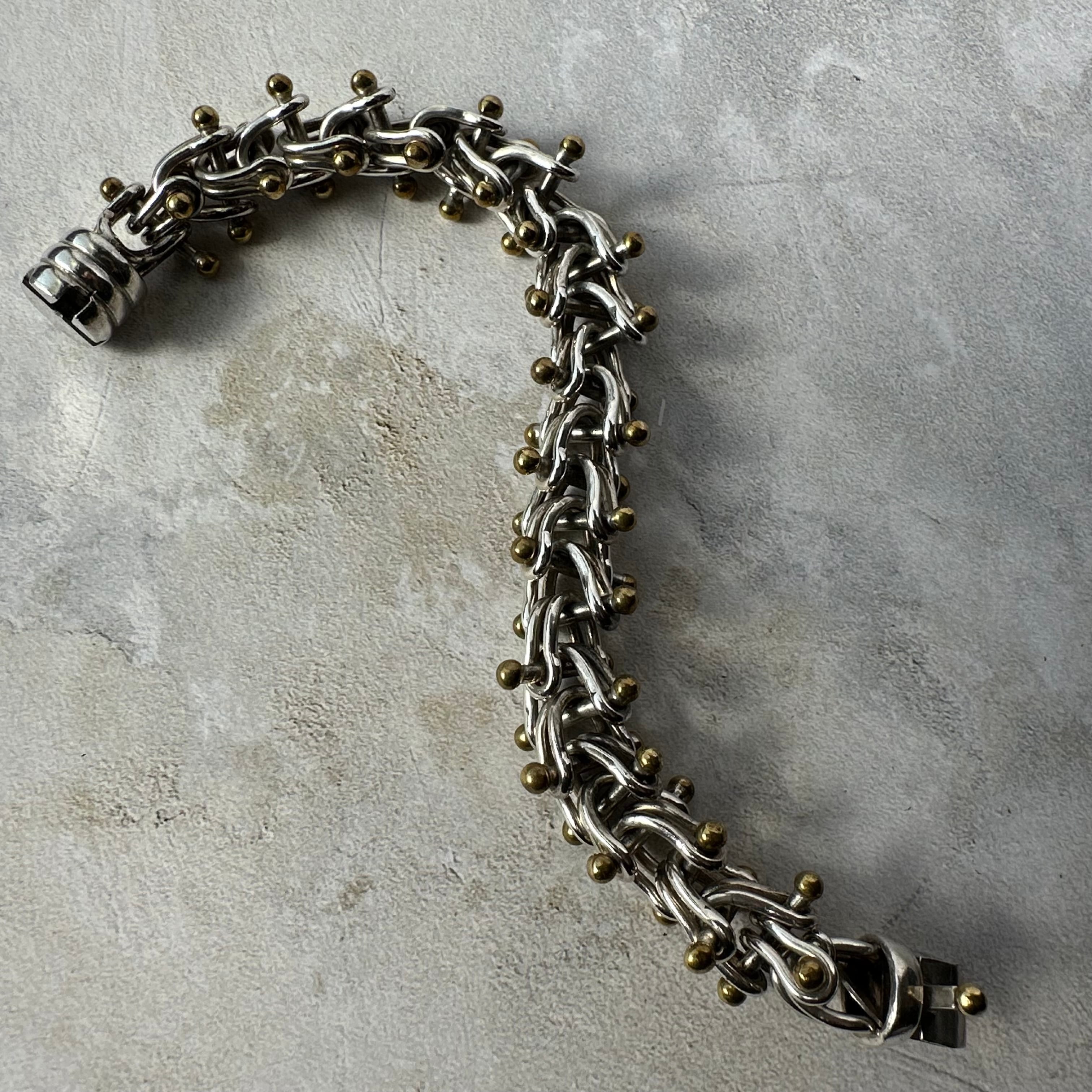 Vintage Heavy Modernist Link Bracelet Silver925 Made in Mexico