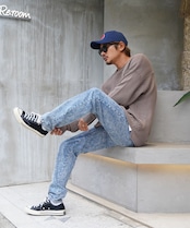 【#Re:room】CHEMICAL WASH TIGHT FIT STRAIGHT DENIM［REP225］