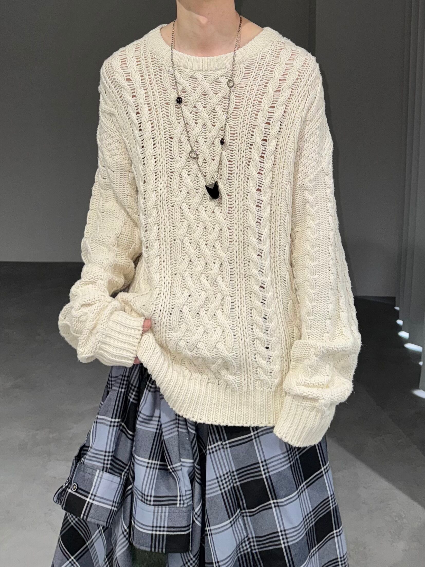 loose cotton cable knit / off white | okinimesmamani