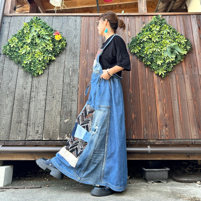 アフリカンパッチワークリメイクジャンバースカート