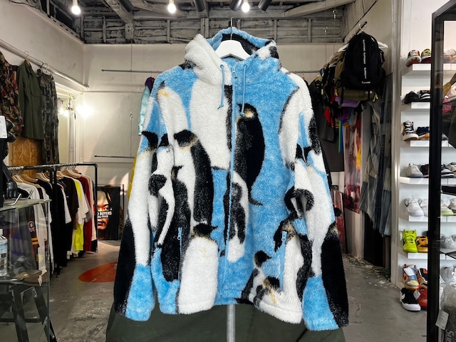 Supreme PENGUINS HOODED FLEECE JACKET BLUE LARGE 56191