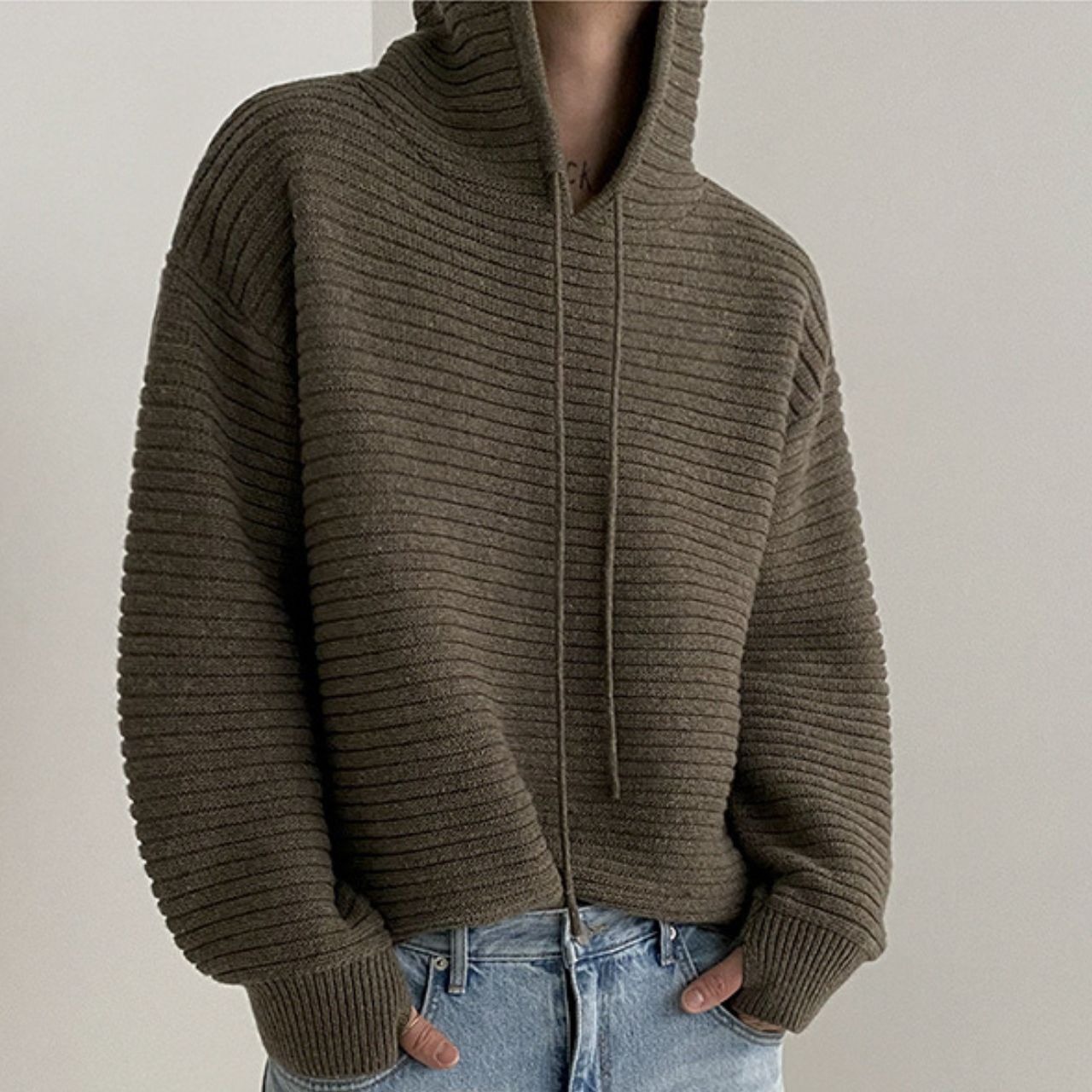 フード付きルーズプルオーバーニット　MT0080343