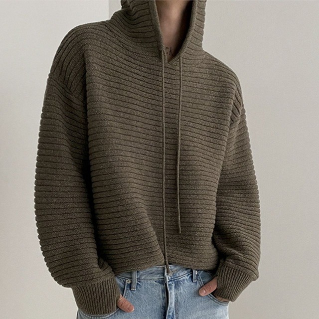 フード付きルーズプルオーバーニット　MT0080343