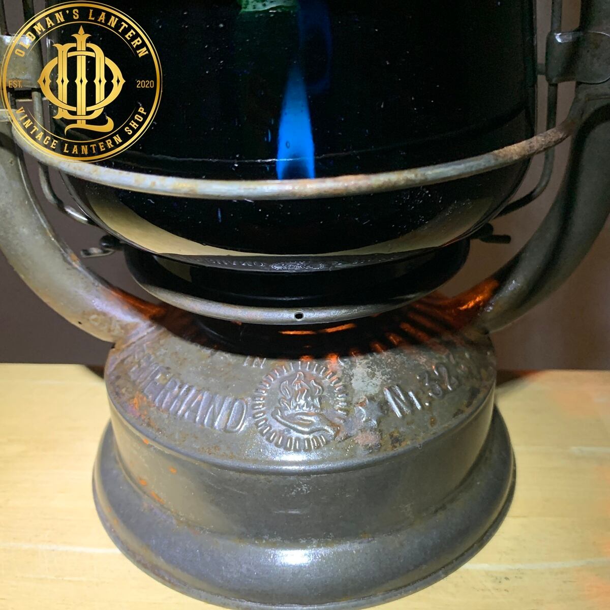 1920's】feuerhand Nr.323 純正 black blue glass | Oldman's lantern