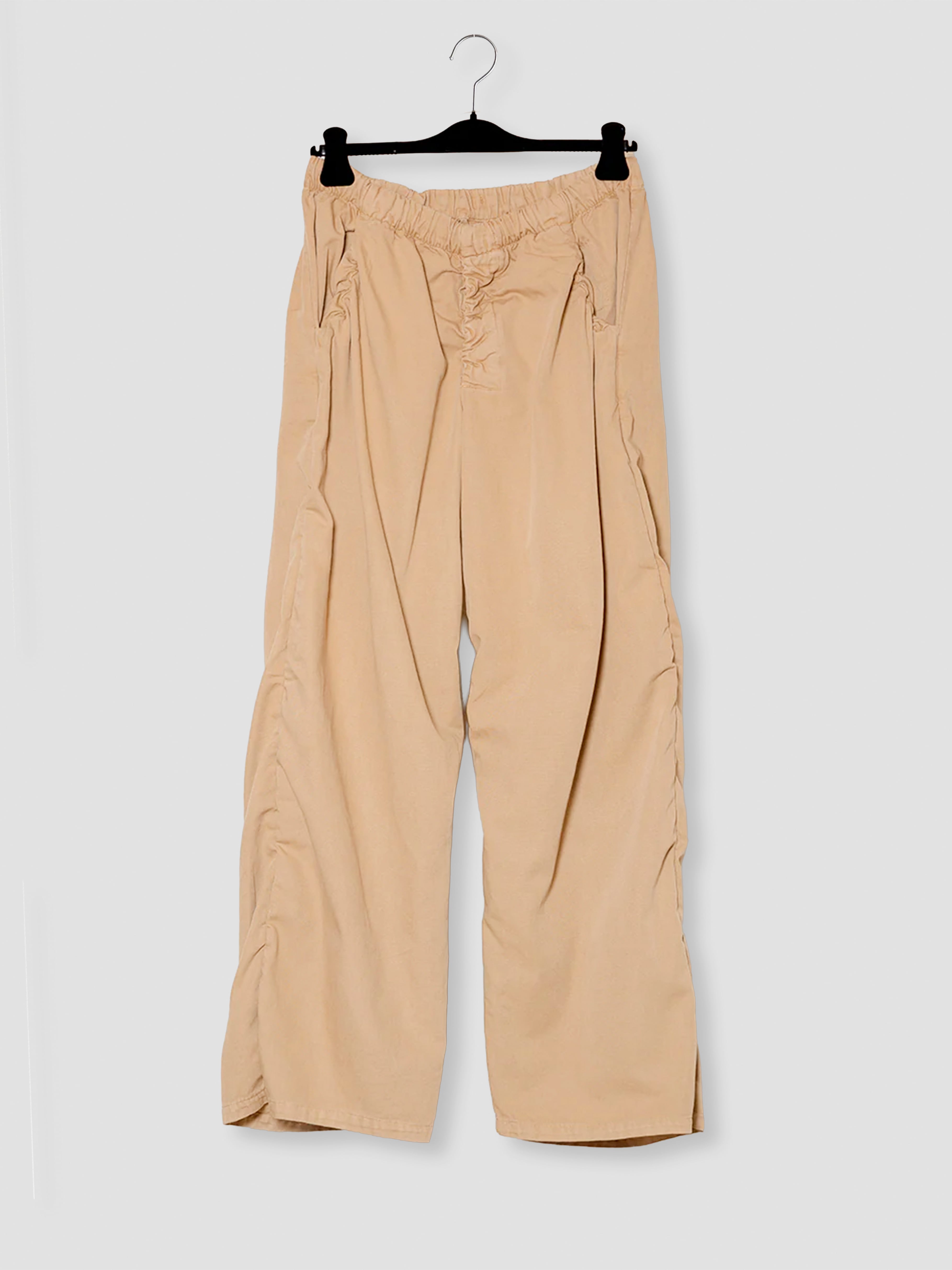 GABRIELA COLL GARMENTS THIN CANVAS DRAPED TROUSERS SAND S14-267