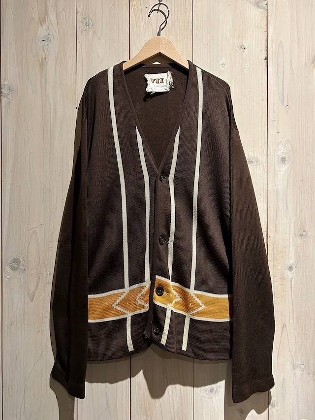 【a.k.a.C.a.k.a vintage】"60〜70's" Stripe × Native Pattern Loose Knit Cardigan