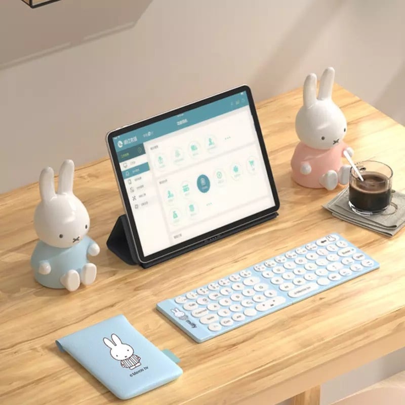 ミッフィー　miffy　ワイヤレスキーボード　マウスセット　ライトブルー