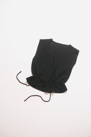 Drawcord Crochet Knit Vest