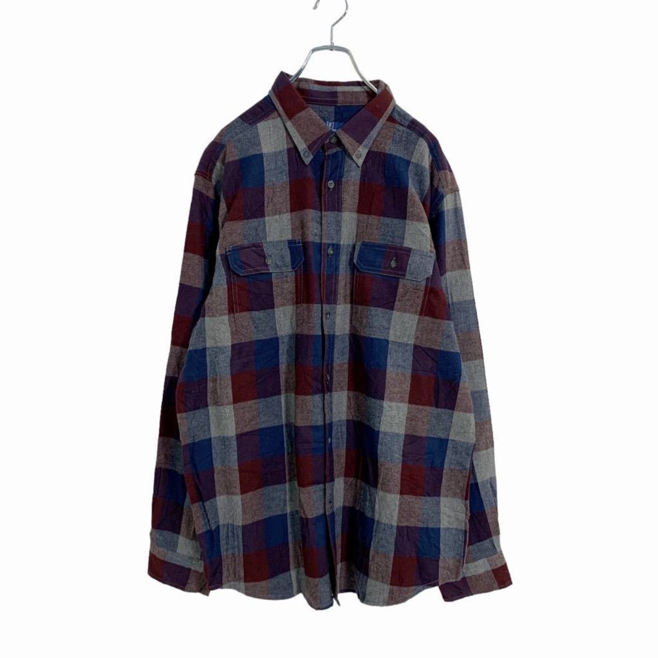 GEORGE 長袖 チェック柄 シャツ XL ダークカラー ボルドー ネイビー 