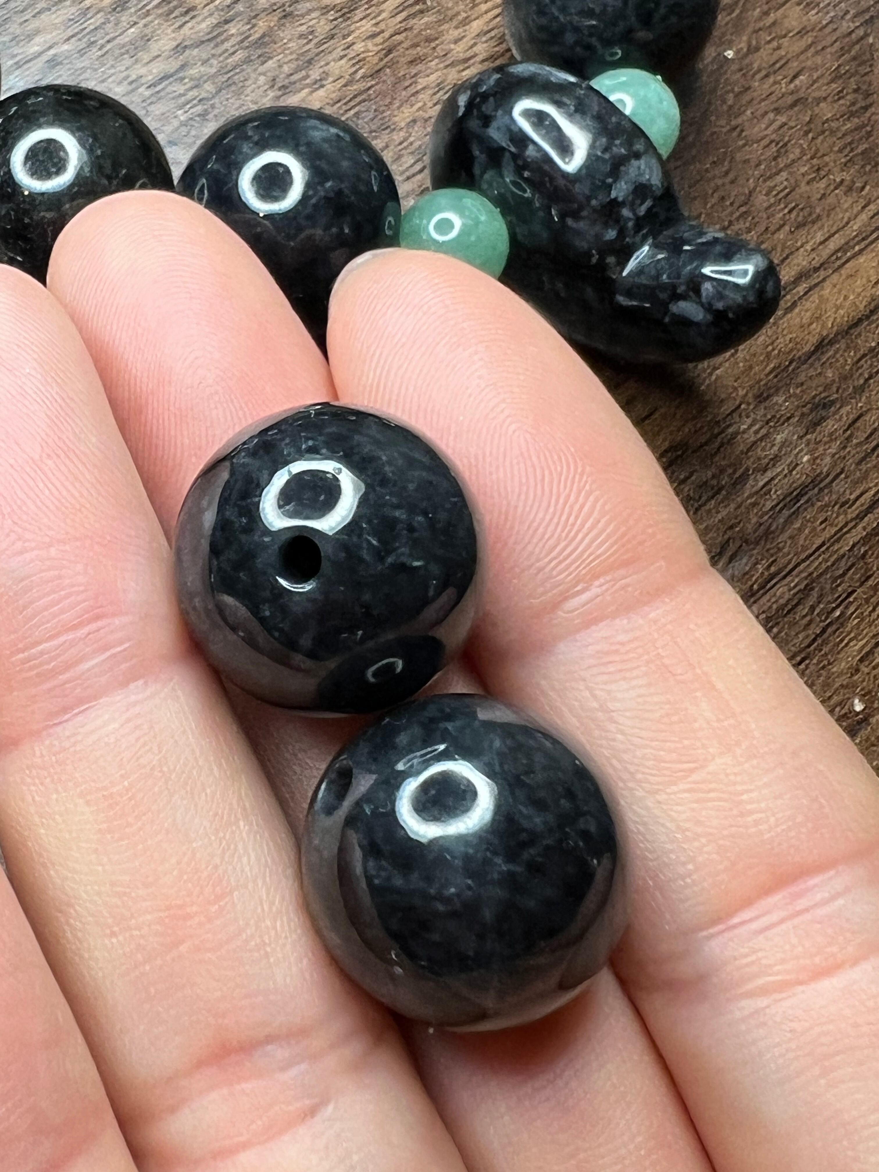 【粒売】【大珠】黒翡翠 16mm-17mm