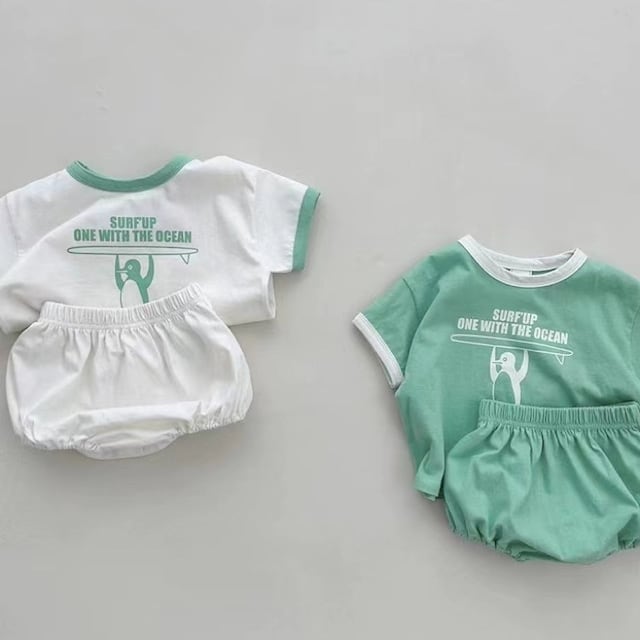 【BABY】可愛いペンギンロゴ 半袖セットアップ