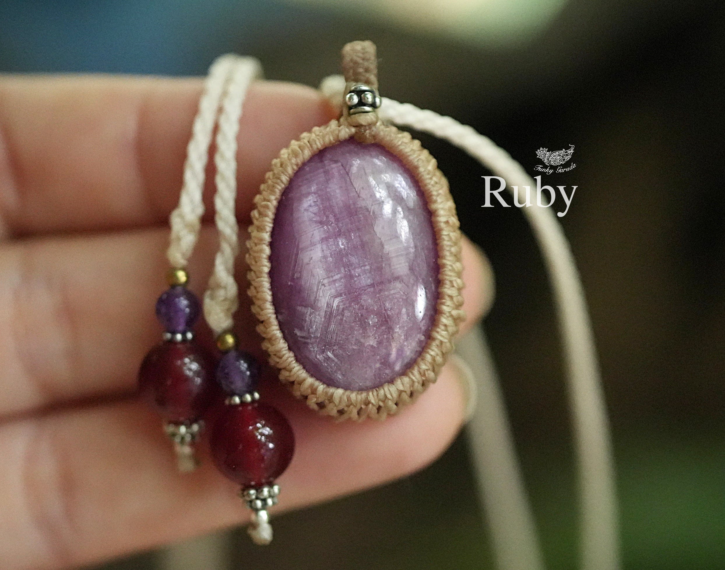 輝きの艶★ルビーマクラメネックレス 1606