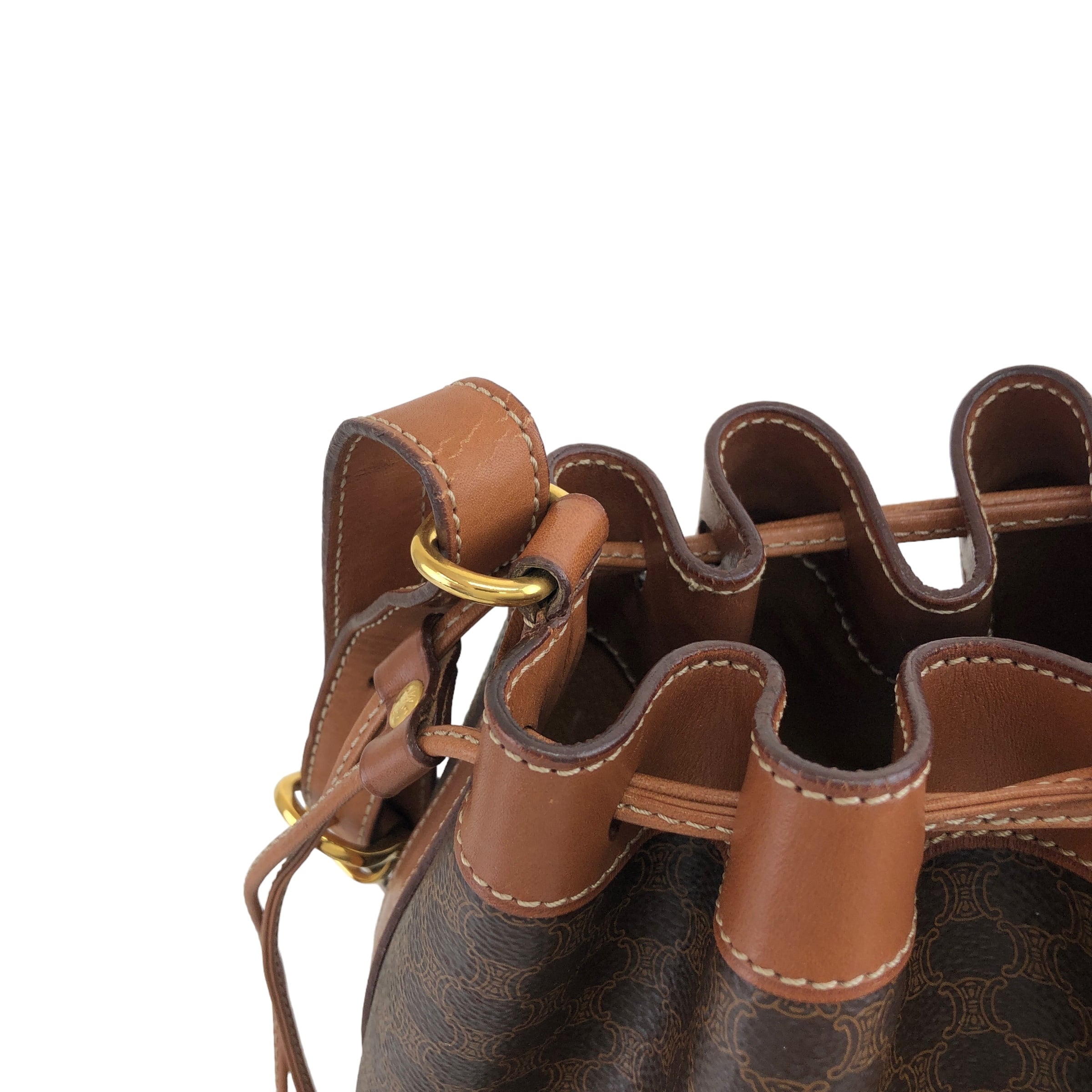 CELINE セリーヌ マカダム ショルダーバッグ ブラウン ブラゾン型押し