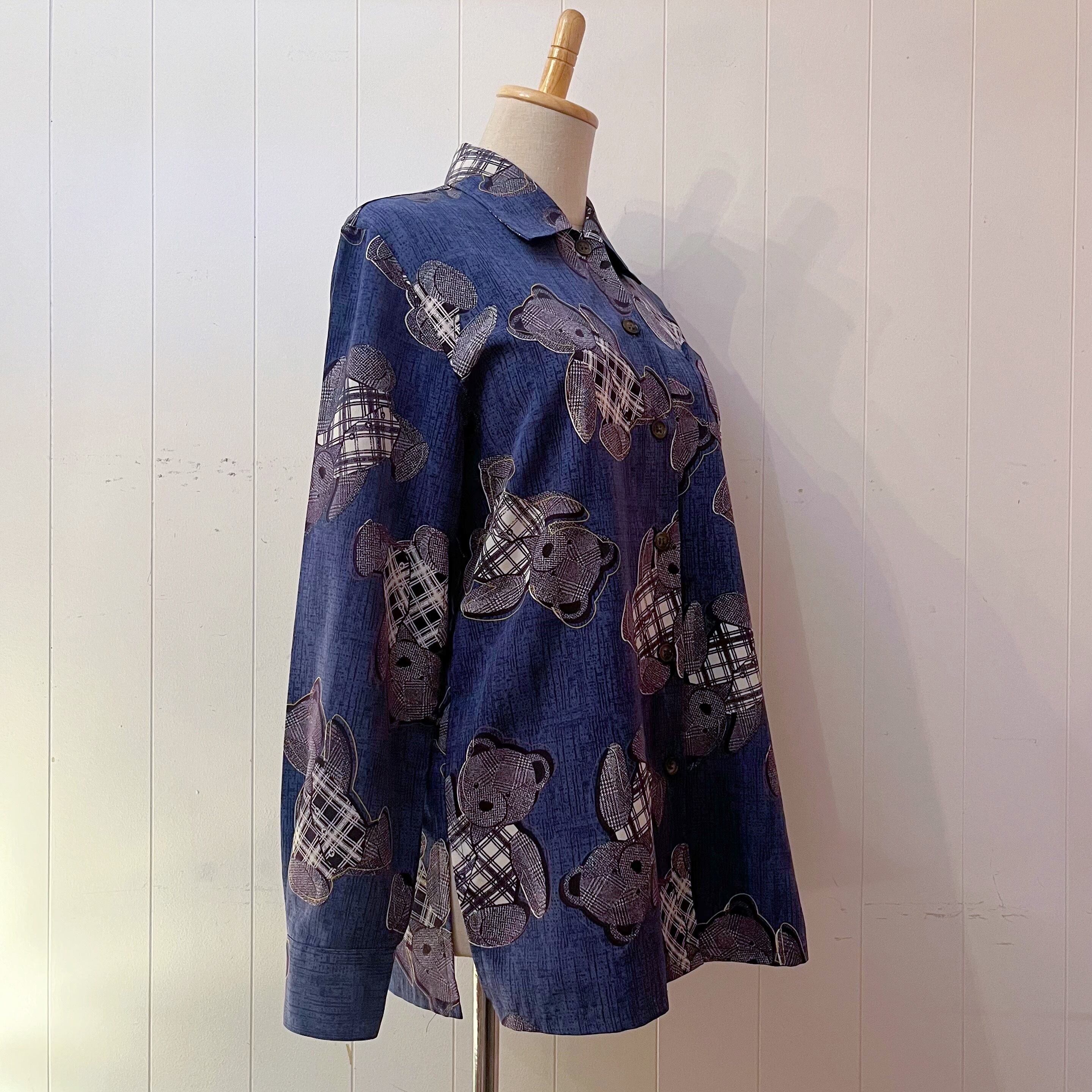 check vest bear navy blouse