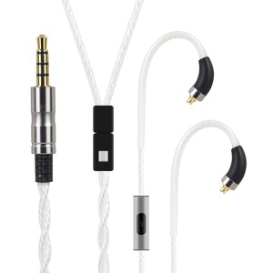 【人気】plusy35 mmcxケーブル イヤホンケーブル マイク付き 3.5mm 銀メッキ 高純度単結晶銅 4芯 SE215 / SE425 / SE535 / SE846等イヤホンに互換性がある 長1.2m